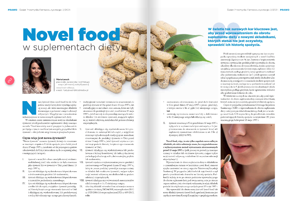 Novel food w suplementach diety